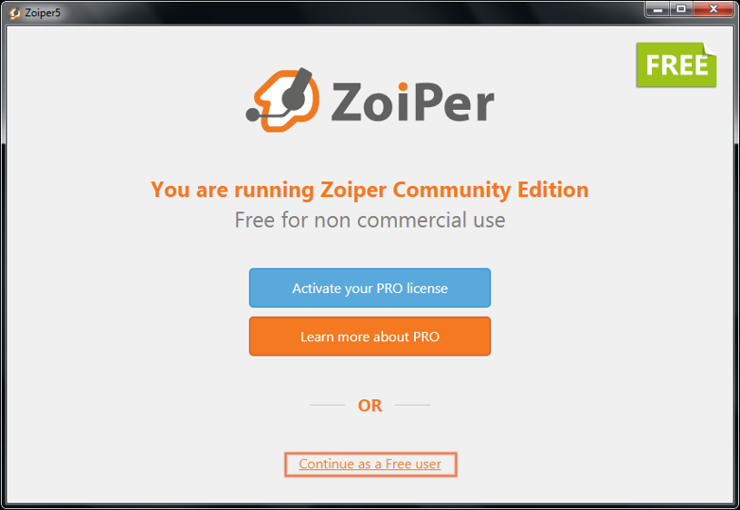 Выбор версии ZoiPer